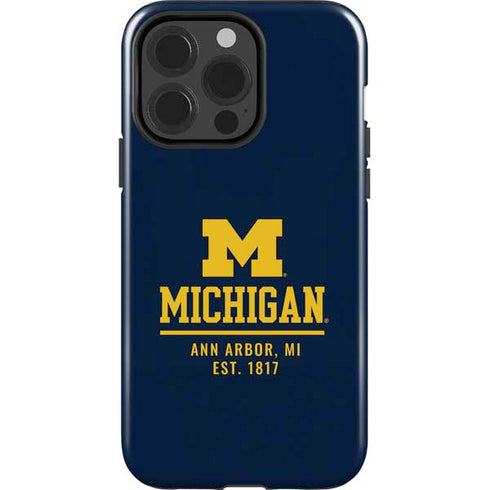 University of Michigan Ann Arbor Est 1817 iPhone 15 Pro Impact Case